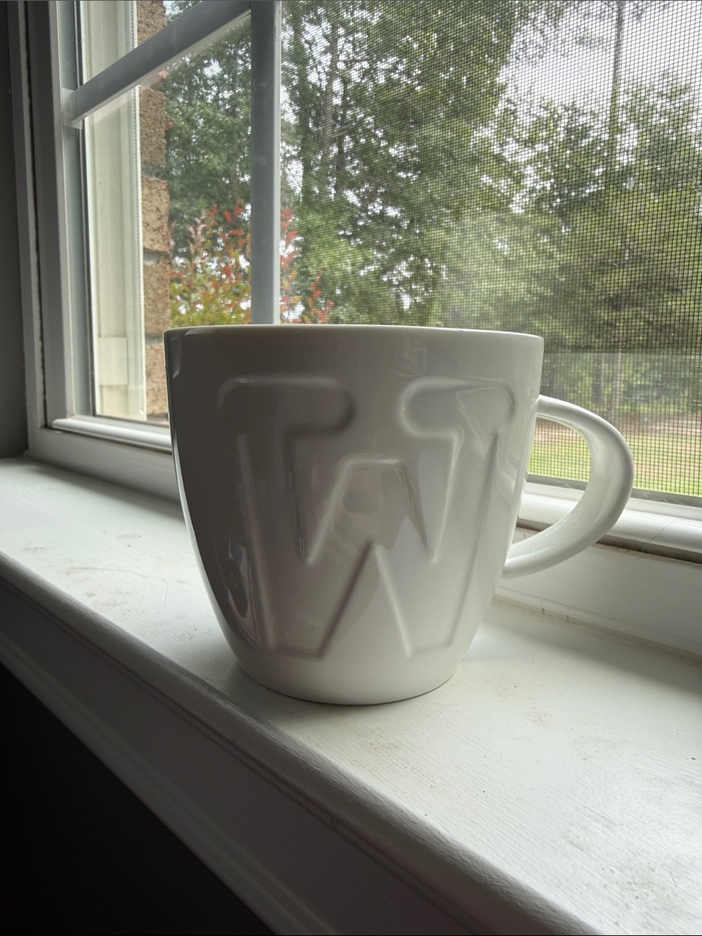 Keith Brymer Jones ALPHABET mug W initial coffee tea cup glossy white iconic